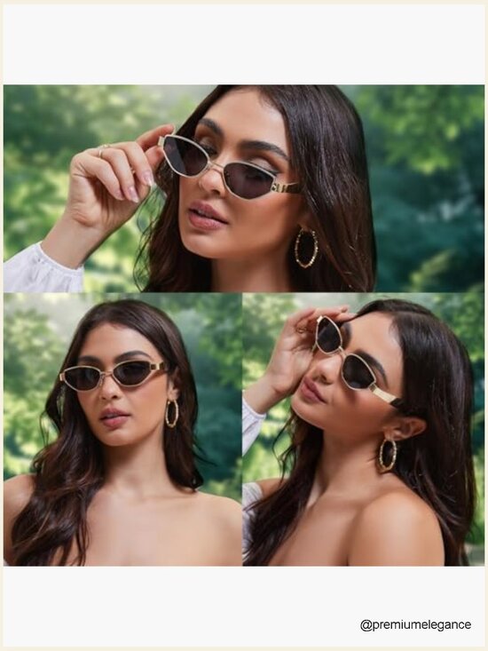 Retro Oval Cat Eye Sunglasses Women\'s Trendy Y2K UV400 Metal Frame 55mm main image 6